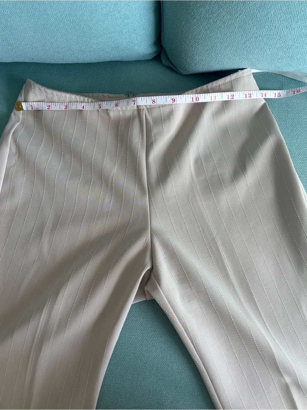 4-Piece Beige Pinstripe Set |Blazer, Corset Top, Pants /Mini Skirt | XS-S - Picture 11 of 15